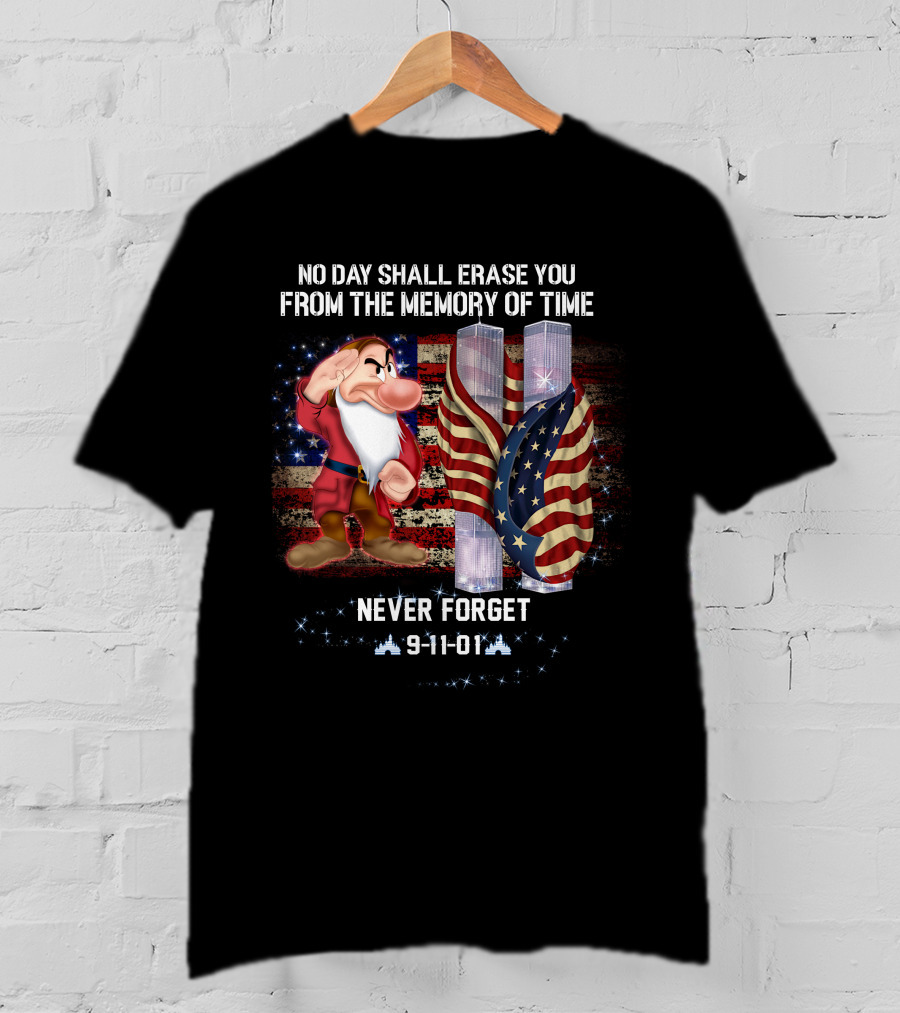 Grumpy Patriot Day Never Forget 9-11-01 Twin Towers American Flag T-Shirt