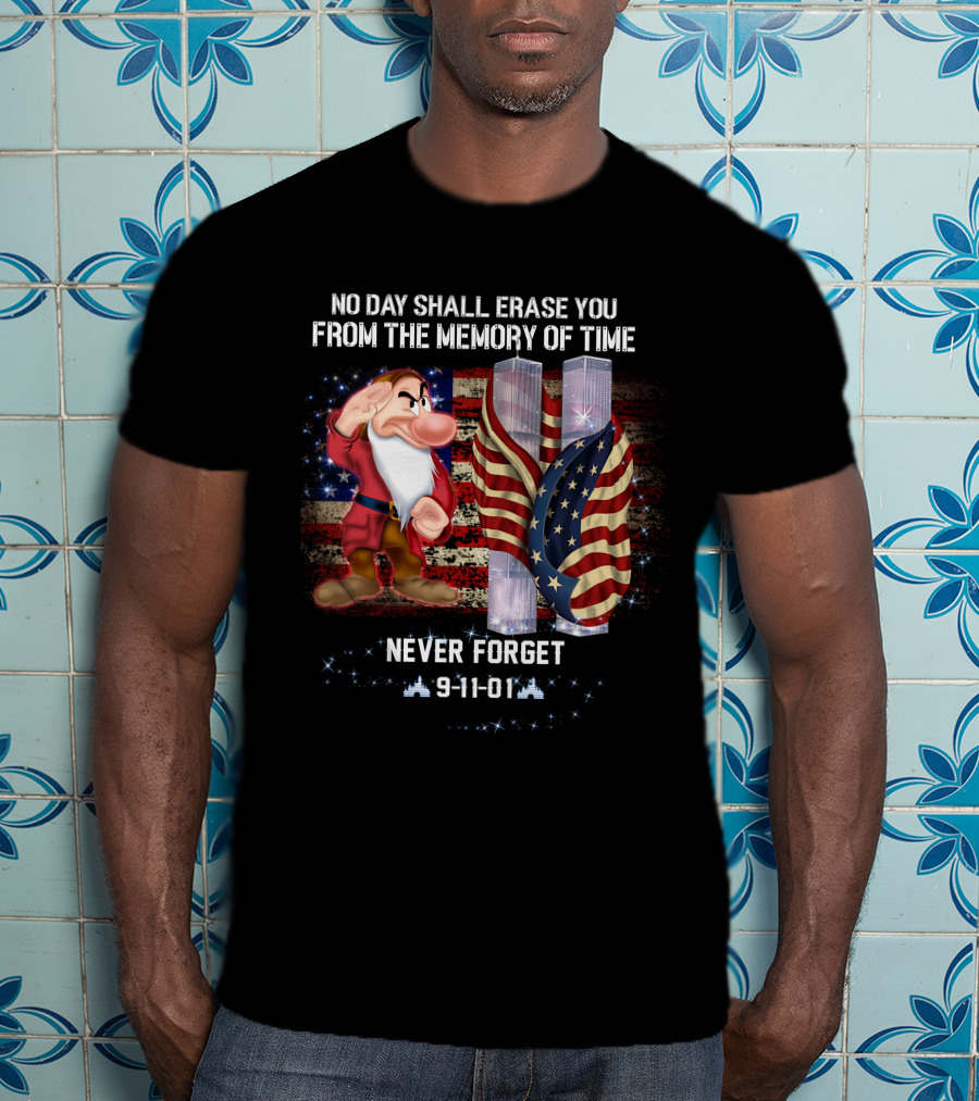 Grumpy Patriot Day Never Forget 9-11-01 Twin Towers American Flag T-Shirt