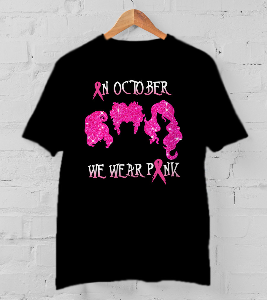 In October We Wear Pink Glitter Hair Ribbons T-Shirt