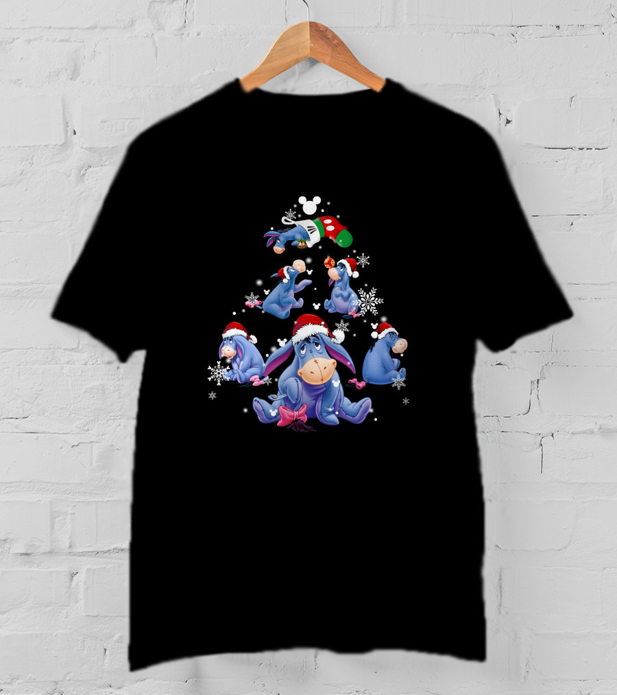Eeyore Santa Hat Christmas Snowflakes Disney Holiday Magic T-Shirt