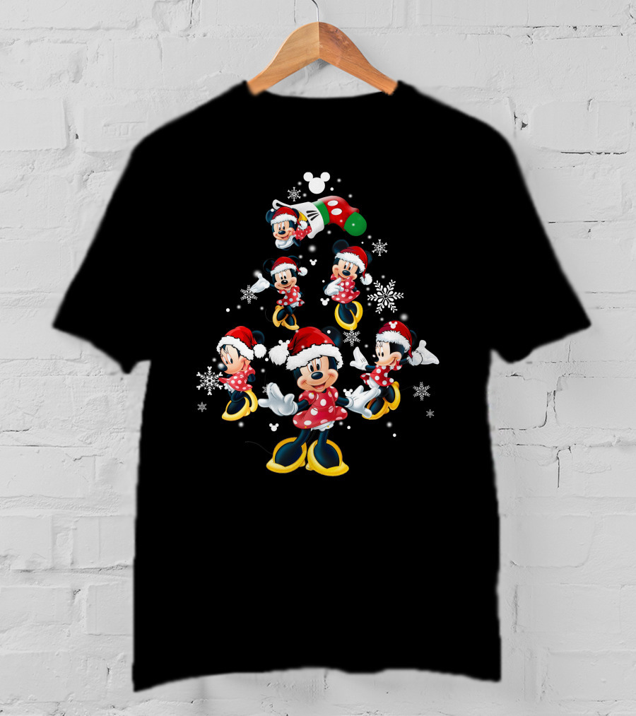 Minnie Mouse Christmas Tree Snowflakes Santa Hat T-Shirt