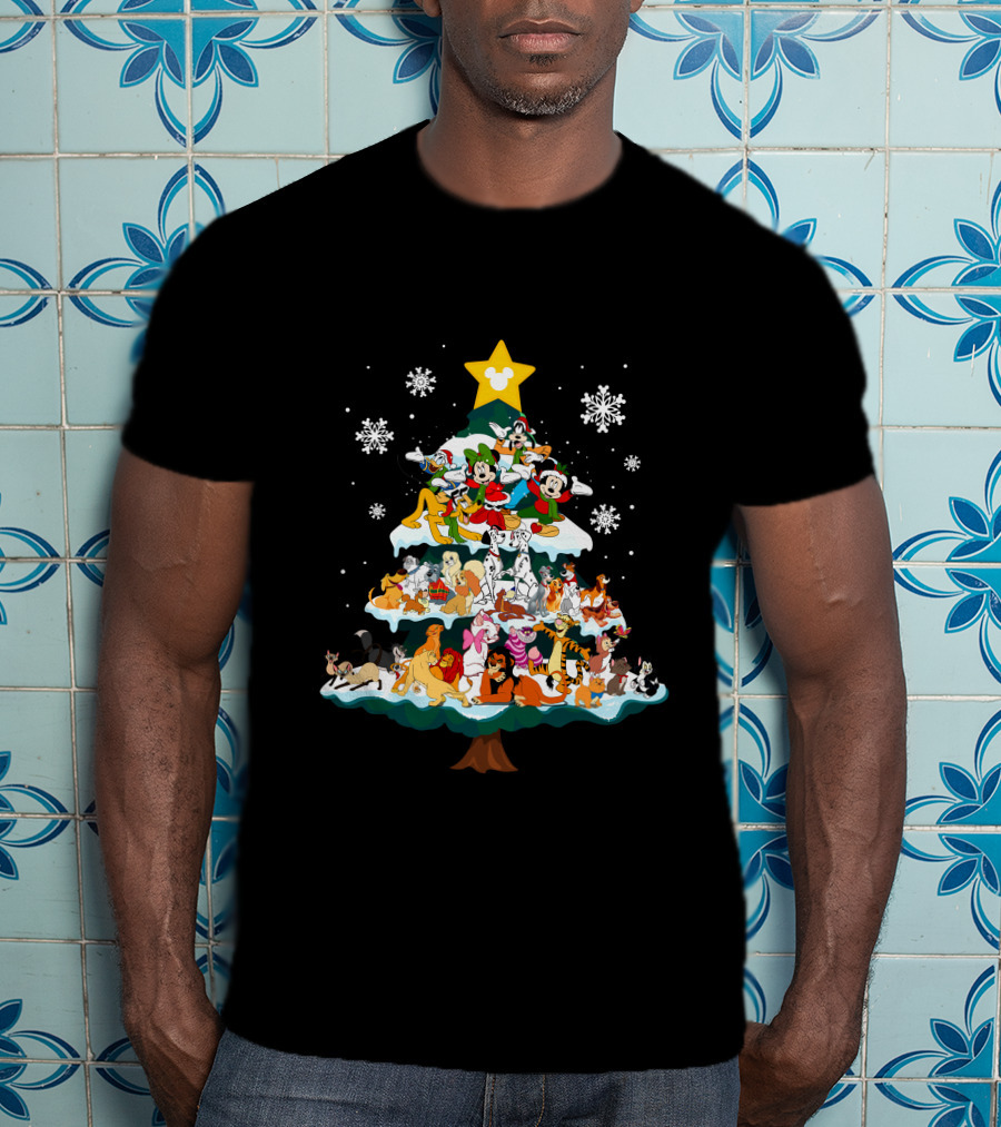 Disney Characters Christmas Tree Snowflakes T-Shirt