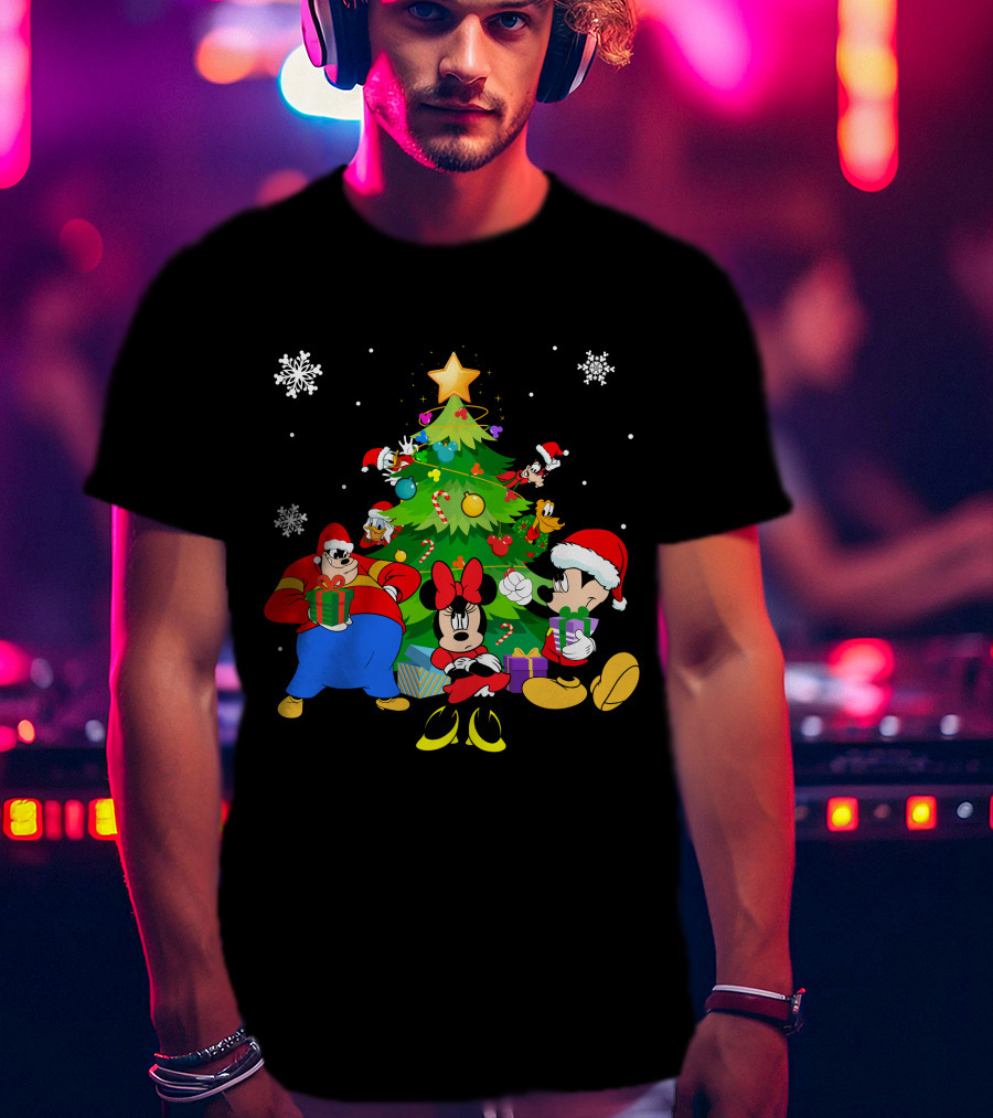 MK And Friends Christmas Tree Holiday Celebration With Gifts And Snowflakes T-Shirt