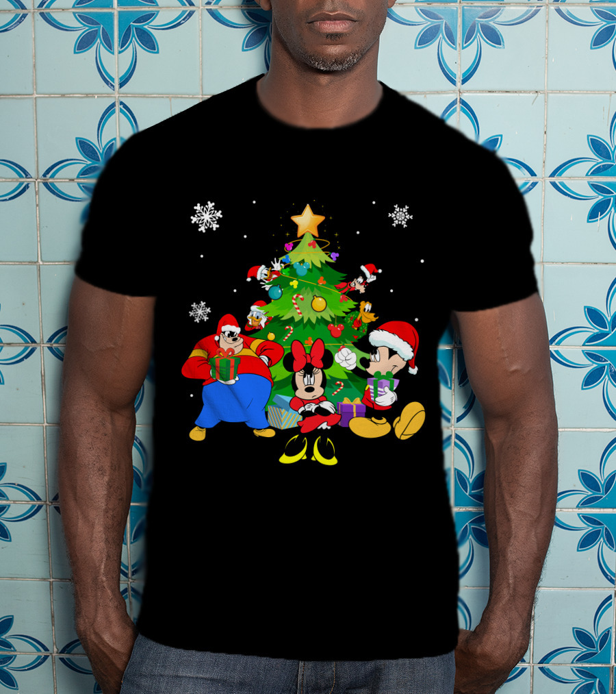 MK And Friends Christmas Tree Holiday Celebration With Gifts And Snowflakes T-Shirt