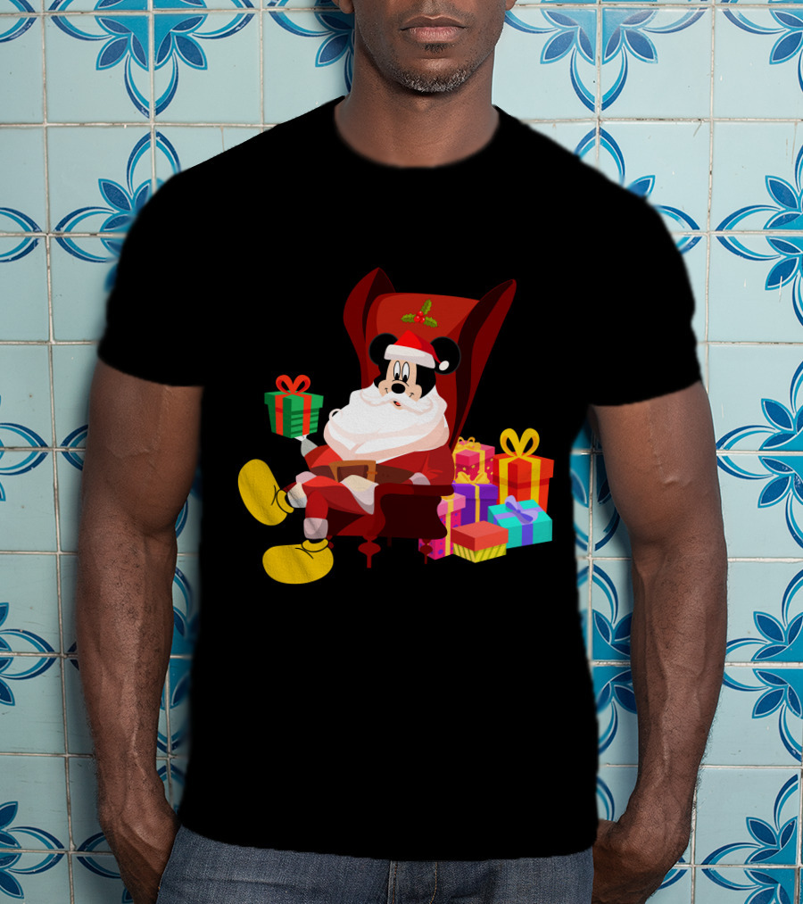 MK Santa Christmas Mickey Mouse With Gifts Iconic Disney Holiday T-Shirt