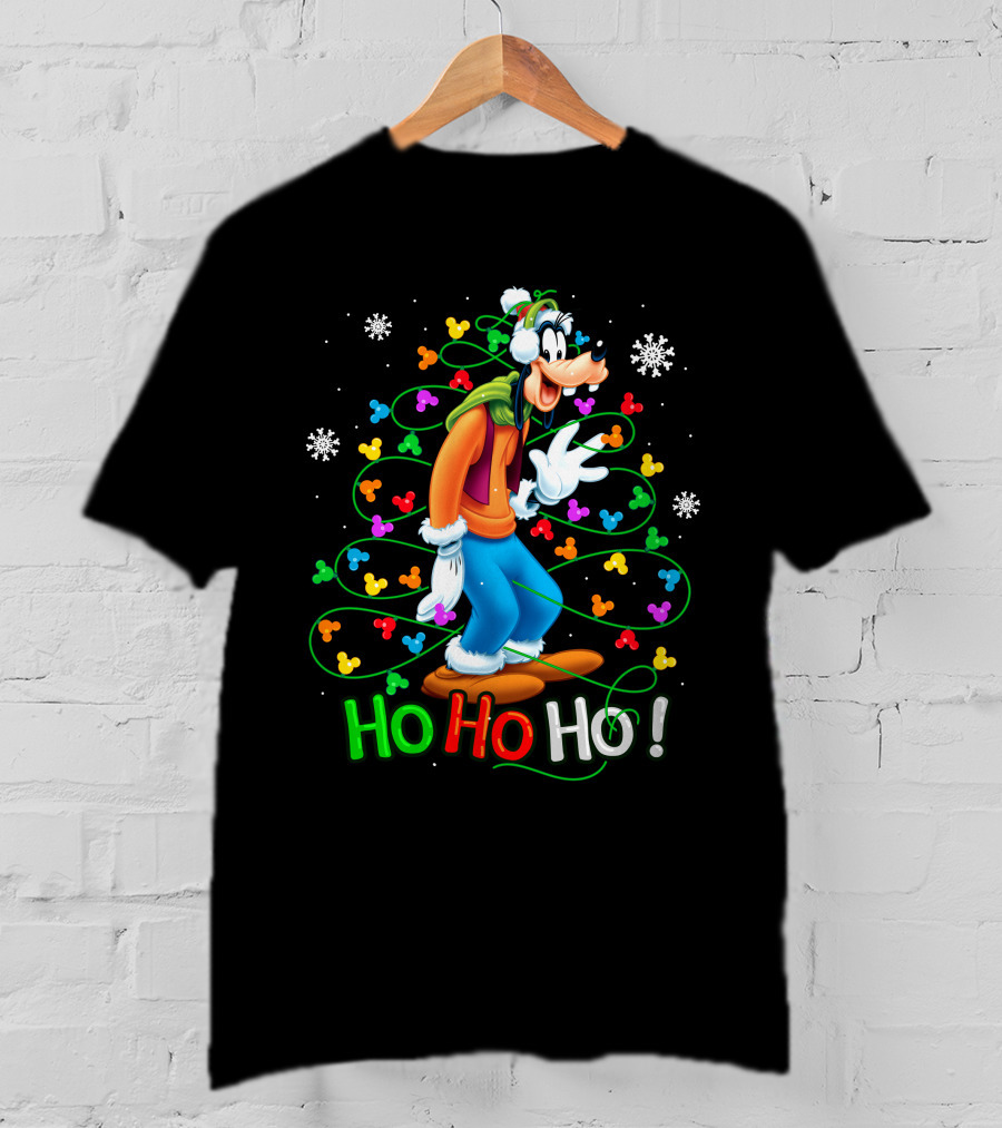 Goofy Ho Ho Ho Christmas Lights Fun Snowflakes T-Shirt
