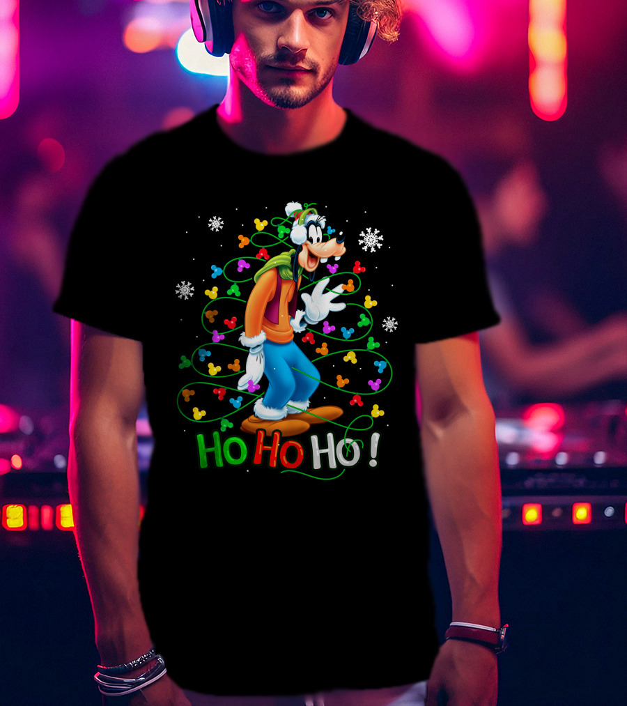 Goofy Ho Ho Ho Christmas Lights Fun Snowflakes T-Shirt