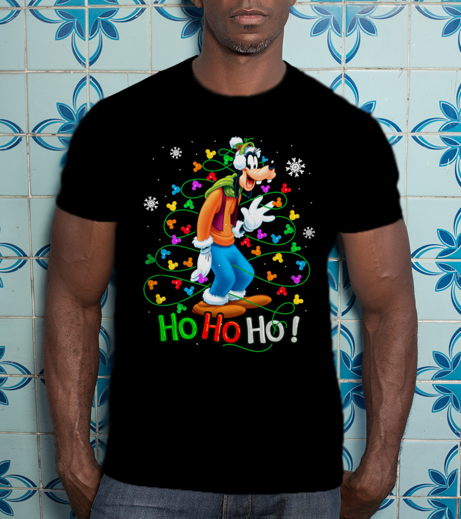Goofy Ho Ho Ho Christmas Lights Fun Snowflakes T-Shirt