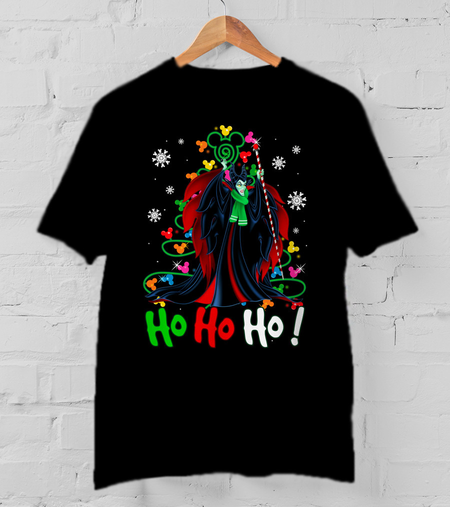 Maleficent Disney Mickey Christmas Ho Ho Ho Snowflakes Festival T-Shirt