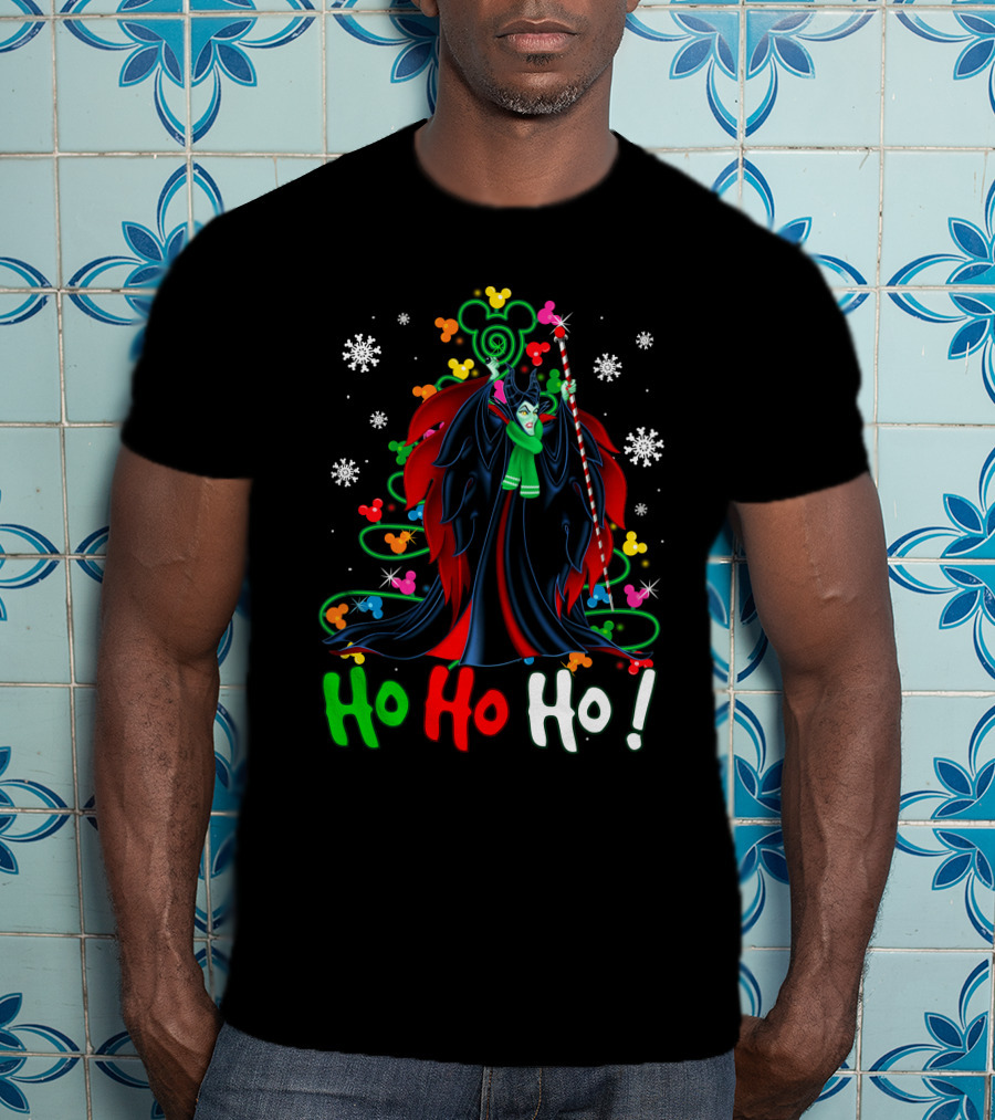 Maleficent Disney Mickey Christmas Ho Ho Ho Snowflakes Festival T-Shirt