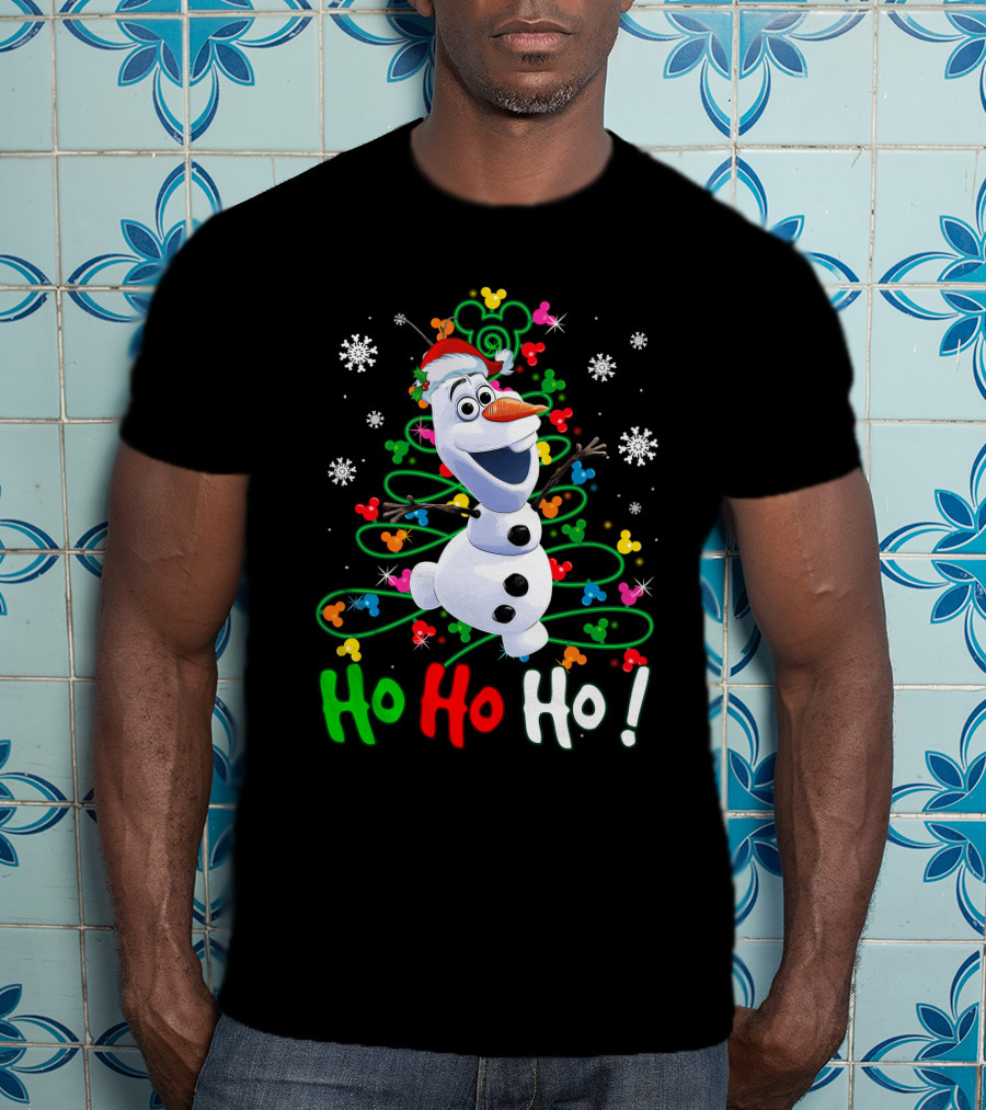 OL HHH Christmas Ho Ho Ho Olaf Disney Frozen Holiday Mickey Mouse Snowflakes T-Shirt