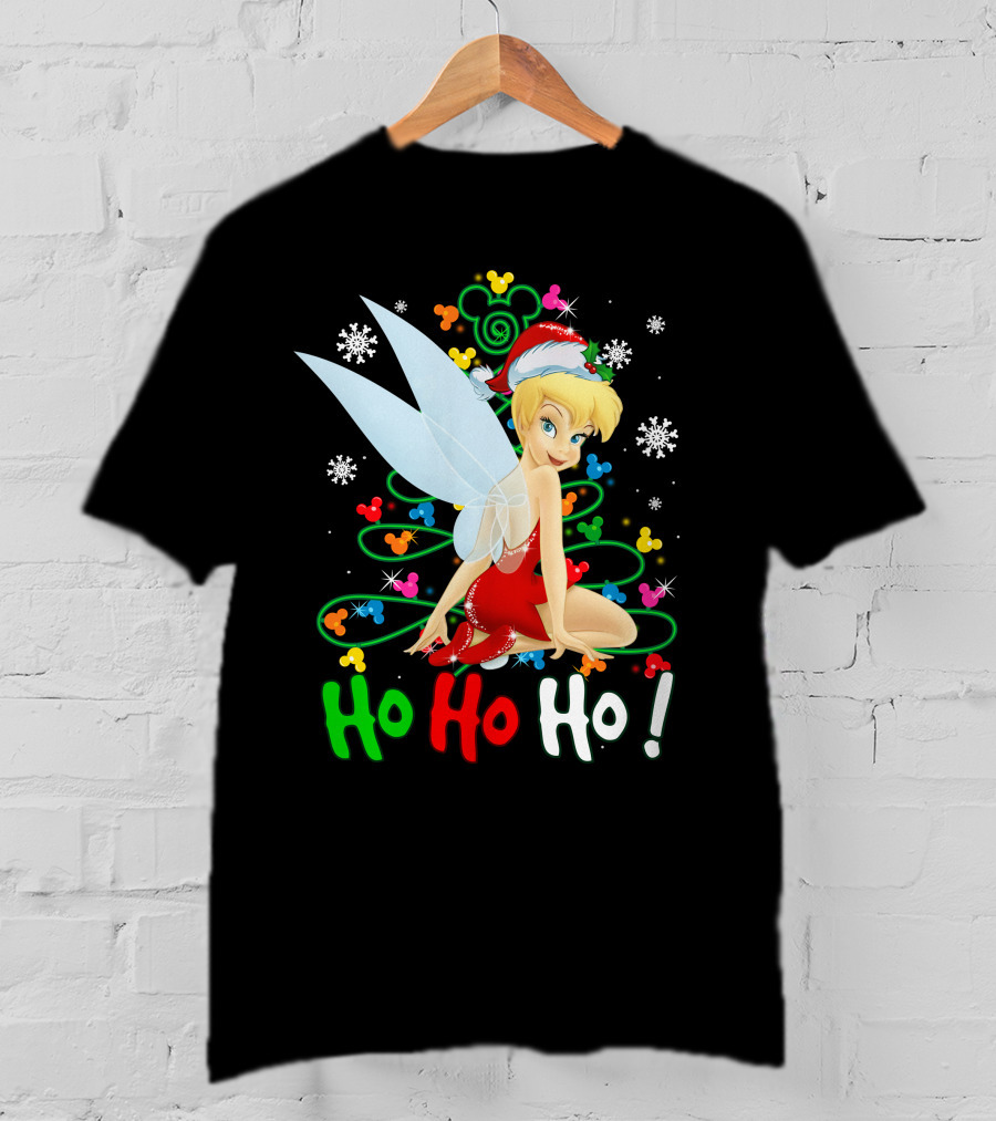 Tinker Bell Ho Ho Ho Mickey Mouse Ears Christmas Tree T-Shirt