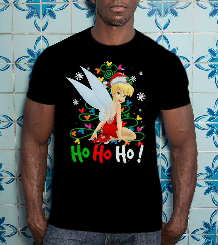 Tinker Bell Ho Ho Ho Mickey Mouse Ears Christmas Tree T-Shirt