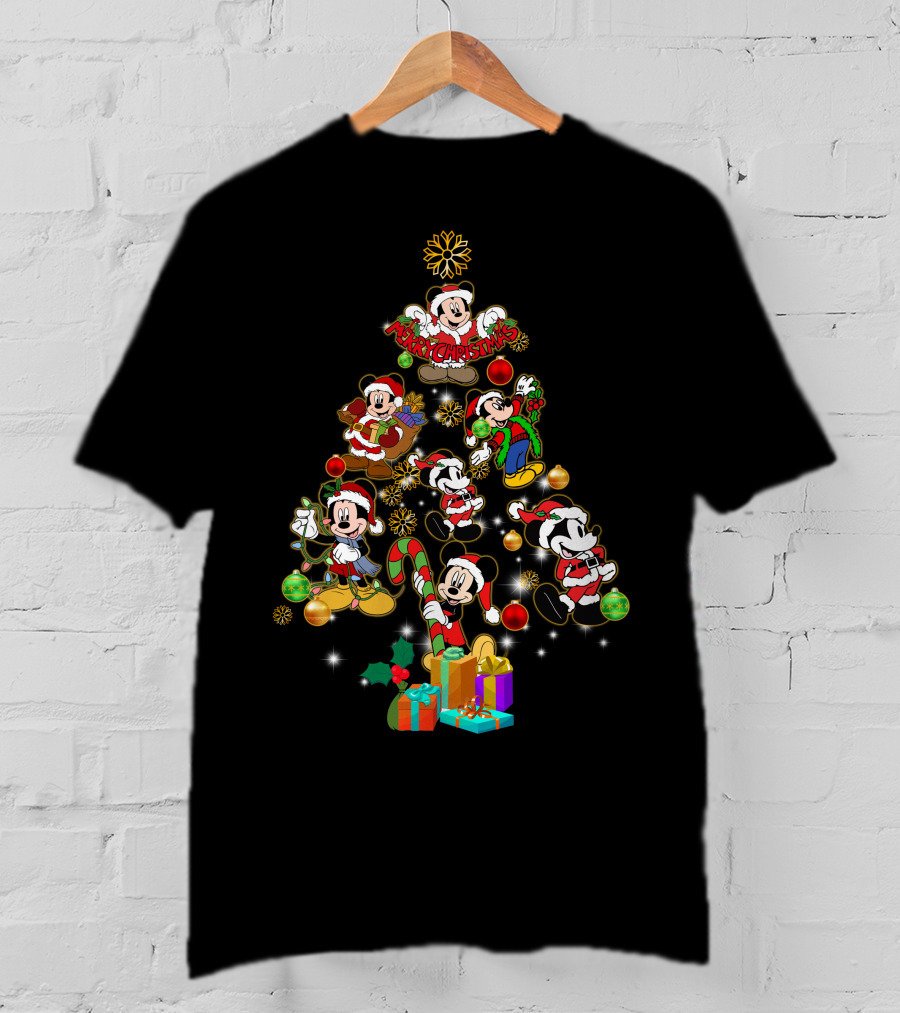 MK Christmas Tree Mickey Characters Holiday T-Shirt