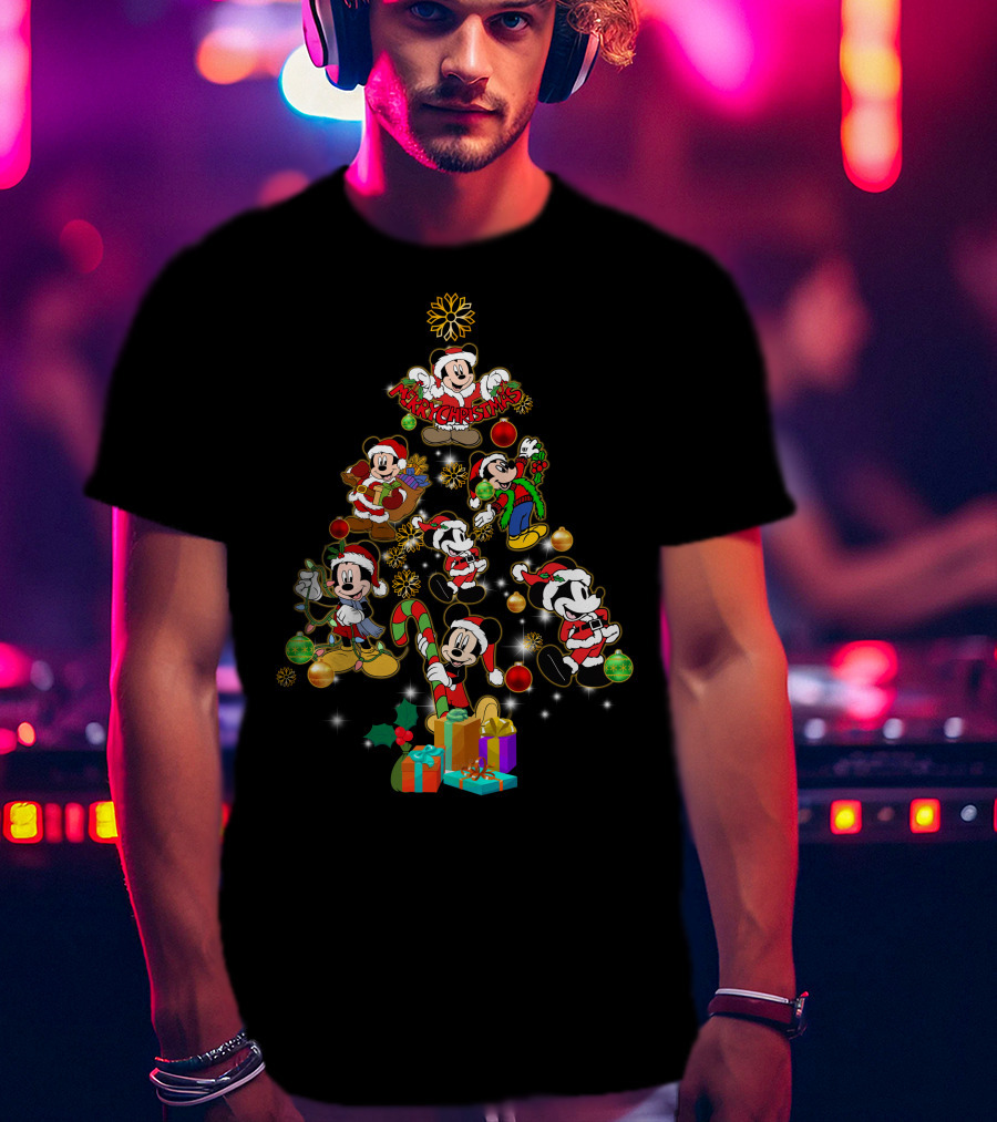 MK Christmas Tree Mickey Characters Holiday T-Shirt