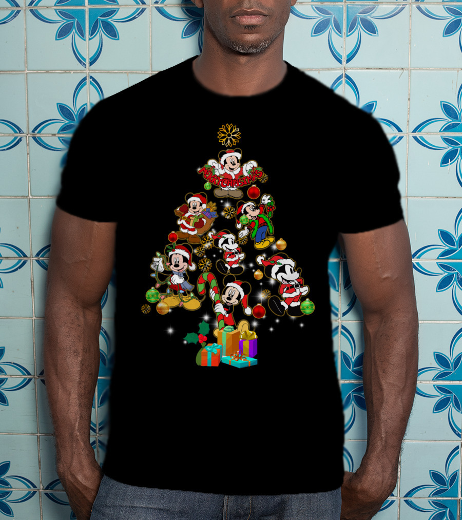 MK Christmas Tree Mickey Characters Holiday T-Shirt
