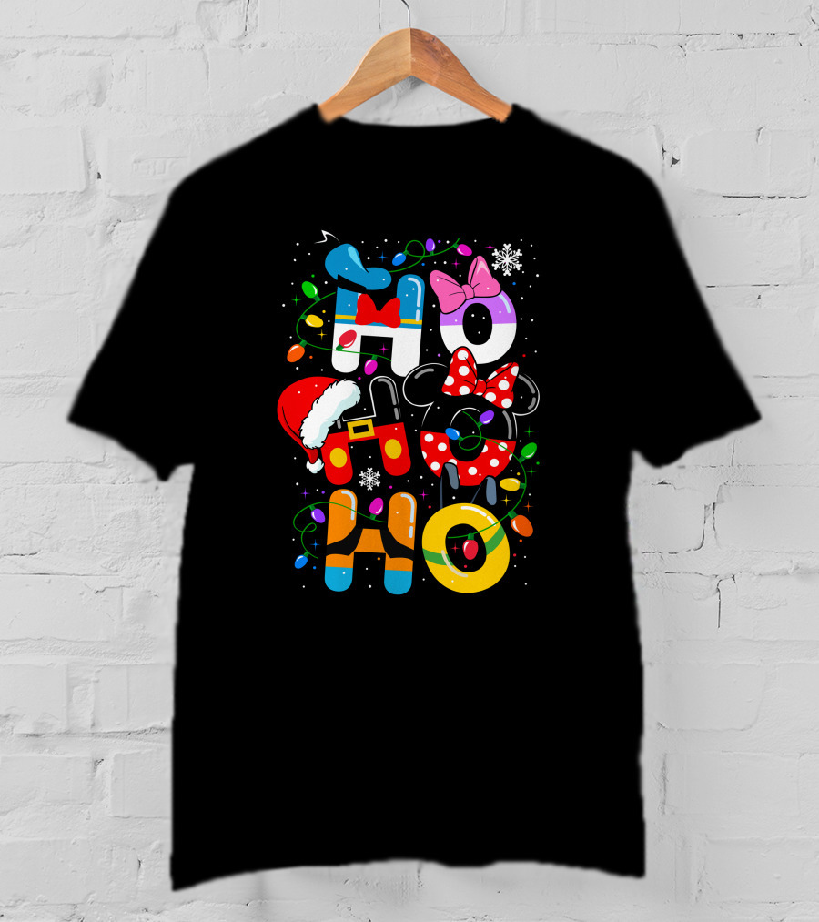 MK HHH Christmas Disney Characters Holiday Ho Ho Ho T-Shirt