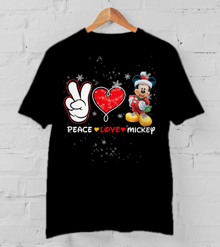 Peace Love Mickey Christmas T-Shirt