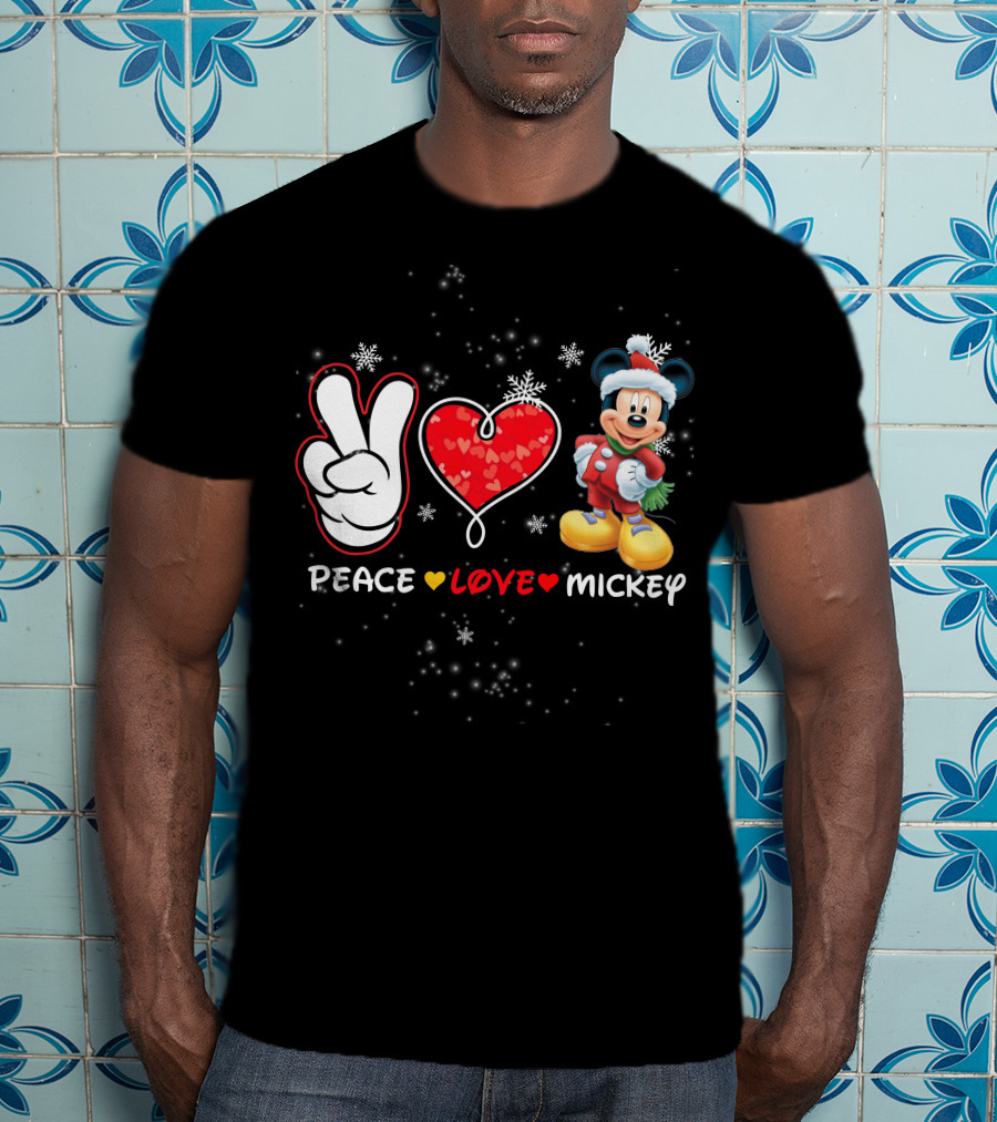 Peace Love Mickey Christmas T-Shirt