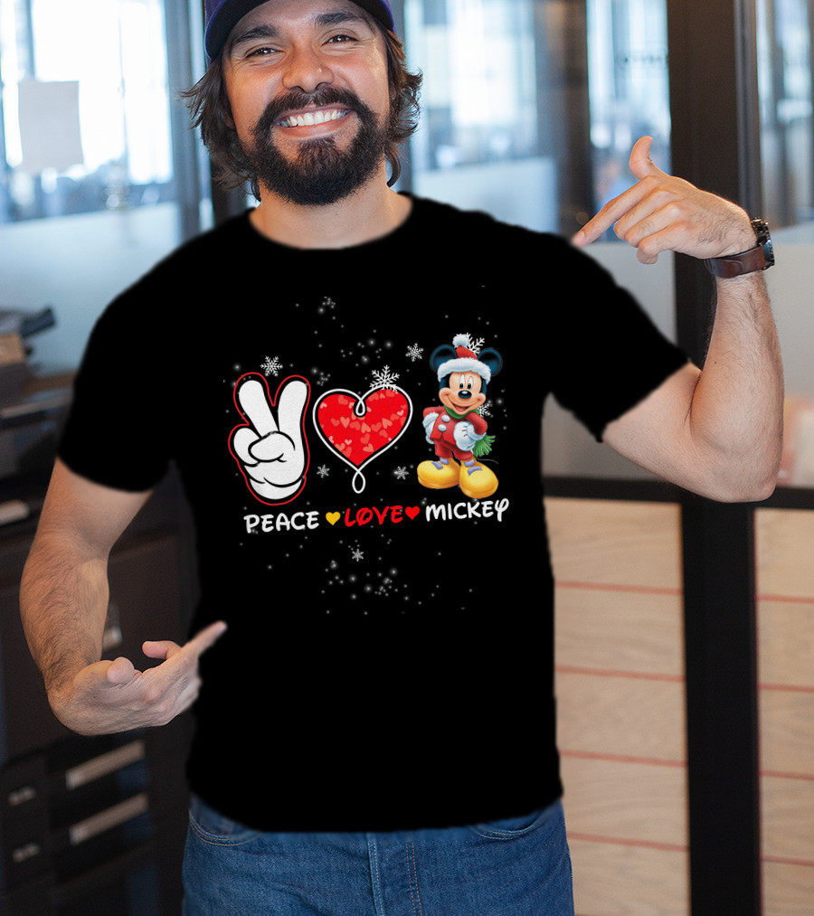 Peace Love Mickey Christmas T-Shirt
