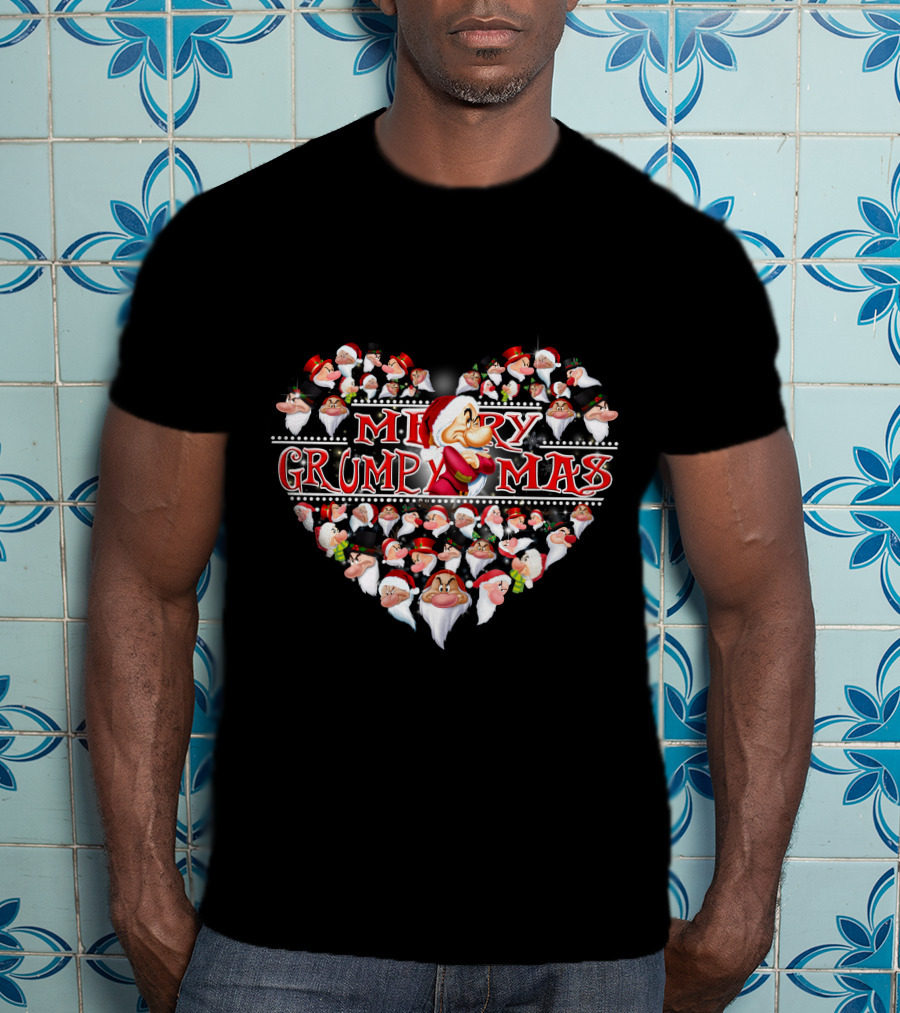 Merry Grumpmas Heart With Santa Dwarfs T-Shirt