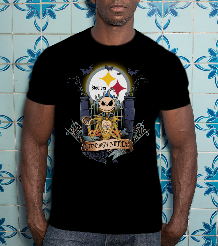 Pittsburgh Steelers Jack Skellington Crossover Halloween T-Shirt