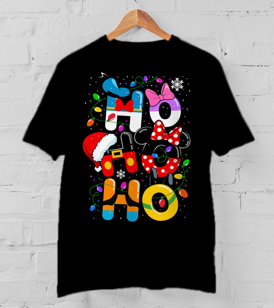 Disney Hohoho Christmas Lights Mickey Minnie Decorations T-Shirt