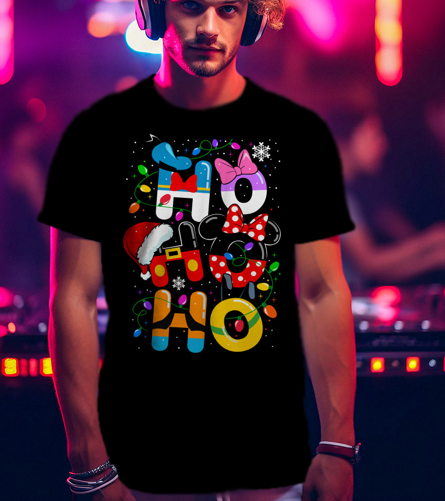 Disney Hohoho Christmas Lights Mickey Minnie Decorations T-Shirt