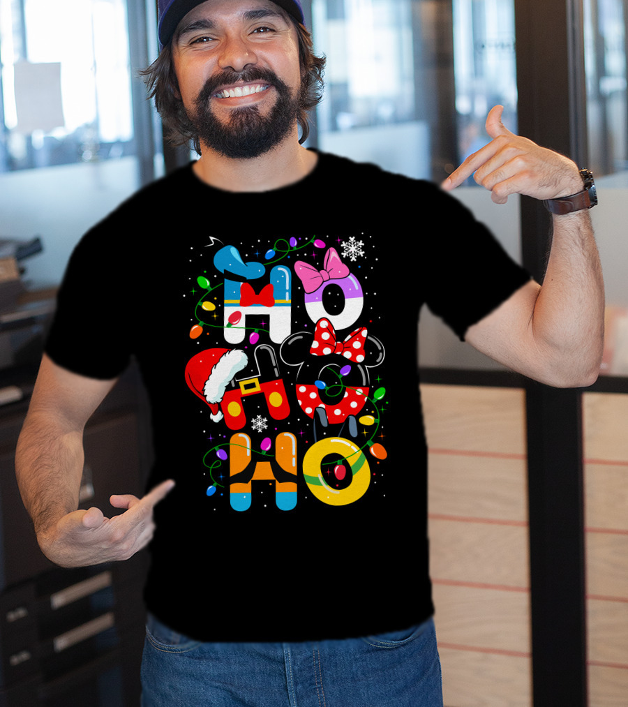 Disney Hohoho Christmas Lights Mickey Minnie Decorations T-Shirt