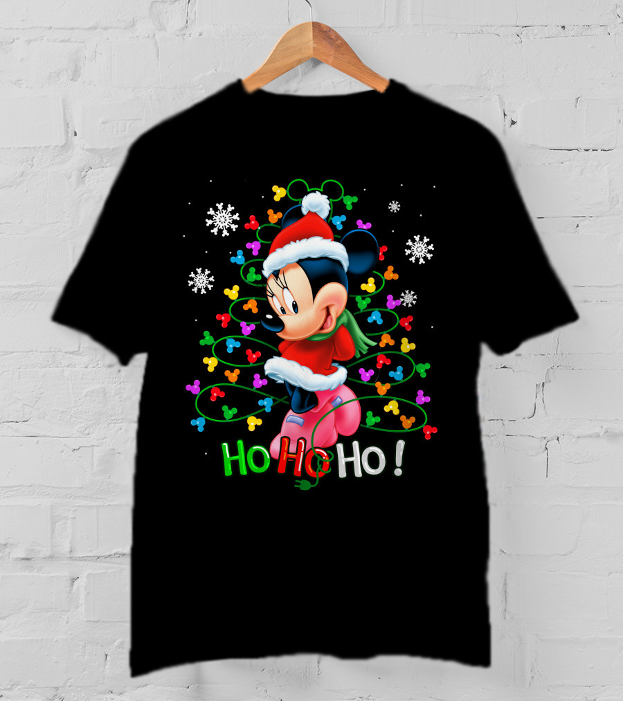 Minnie Mouse Ho Ho Ho Christmas Lights T-Shirt
