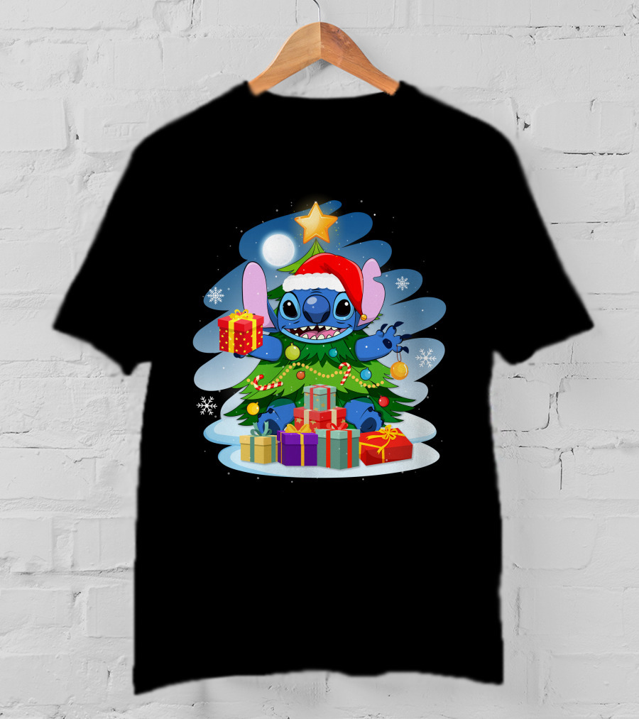 Stitch Christmas Tree Presents Holiday Cheer T-Shirt