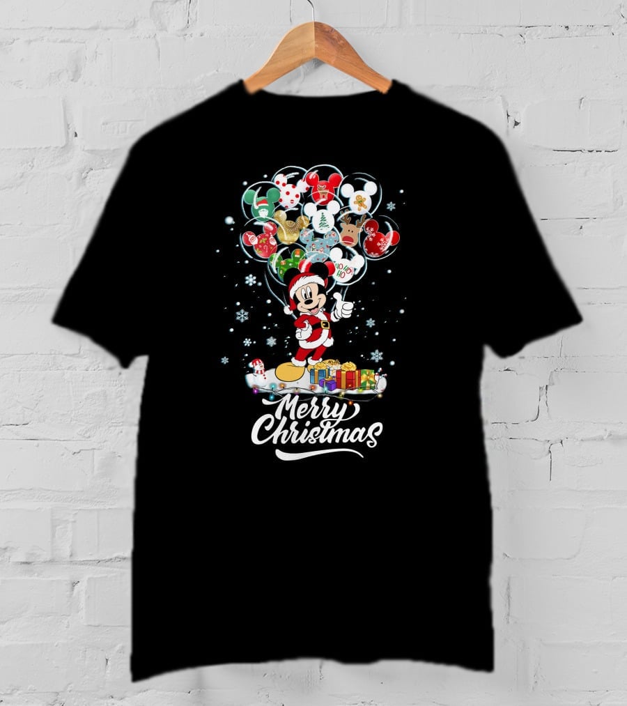 Mickey Christmas Balloons Holiday T-Shirt