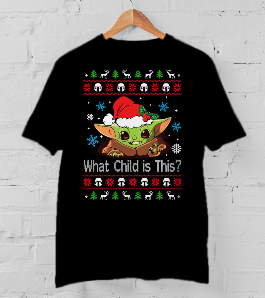 Baby Yoda What Child Is This Christmas T-Shirt