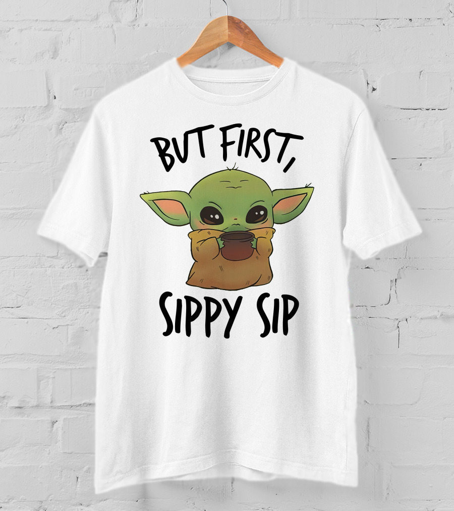 But First Sippy Sip Baby Yoda Cute Mandalorian Moment T-Shirt