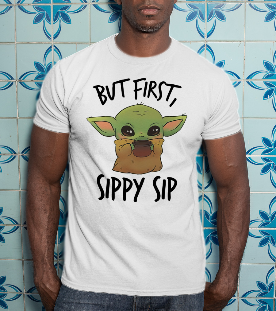 But First Sippy Sip Baby Yoda Cute Mandalorian Moment T-Shirt