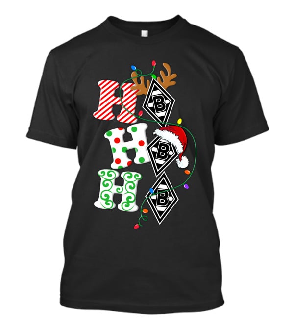 Borussia Mönchengladbach HoHoHo Christmas Reindeer Santa Lights T-Shirt