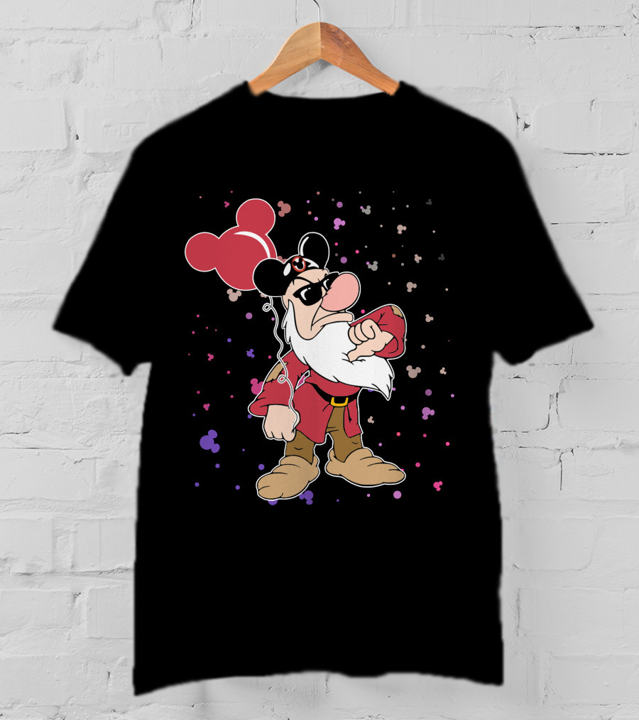 Grumpy With Mouse Ears Balloon And Confetti T-Shirt