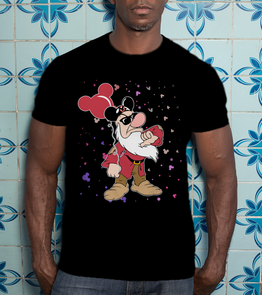 Grumpy With Mouse Ears Balloon And Confetti T-Shirt
