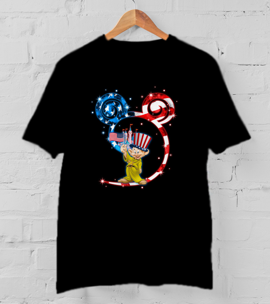 Dopey Patriotic Mickey Ears With American Flag And Hat T-Shirt
