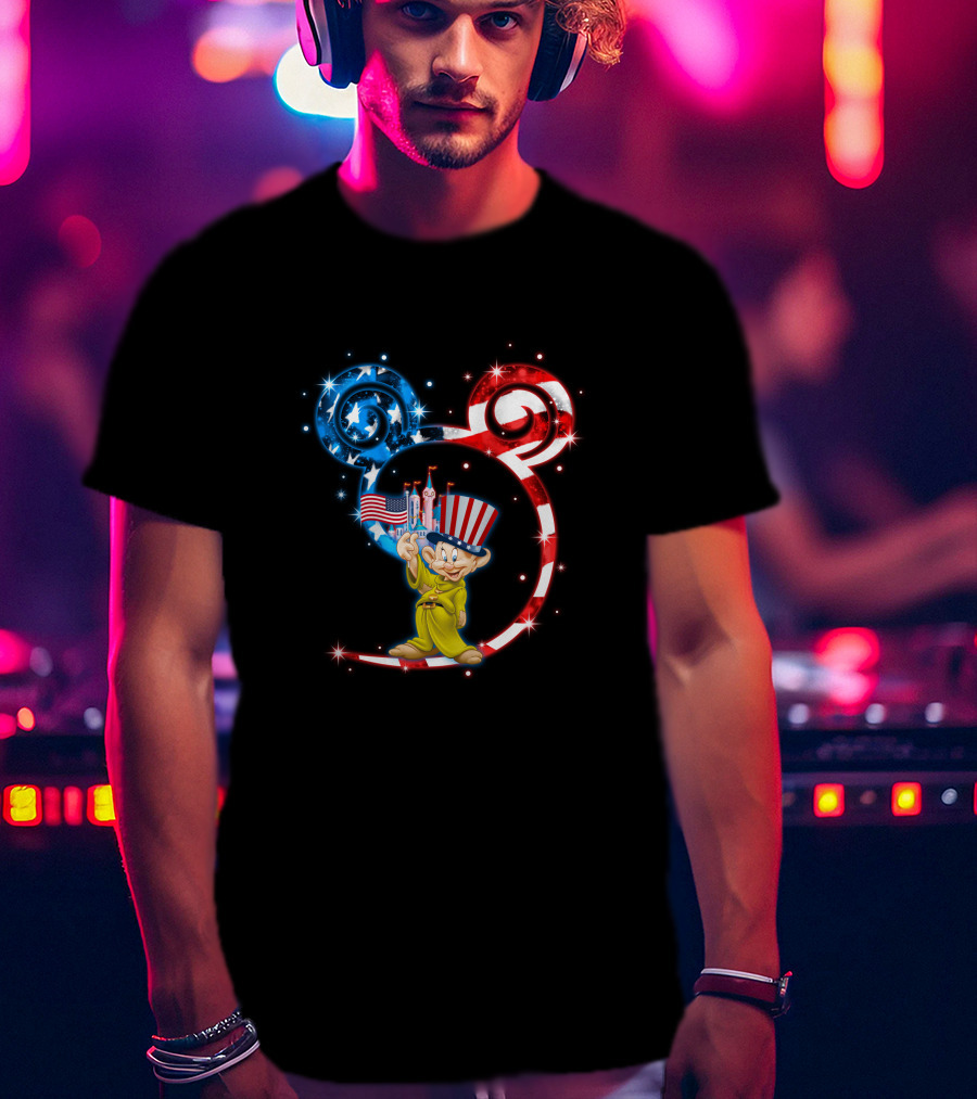 Dopey Patriotic Mickey Ears With American Flag And Hat T-Shirt