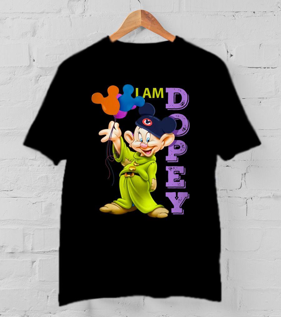 I Am Dopey Disney Character With Mickey Ears And Balloons T-Shirt