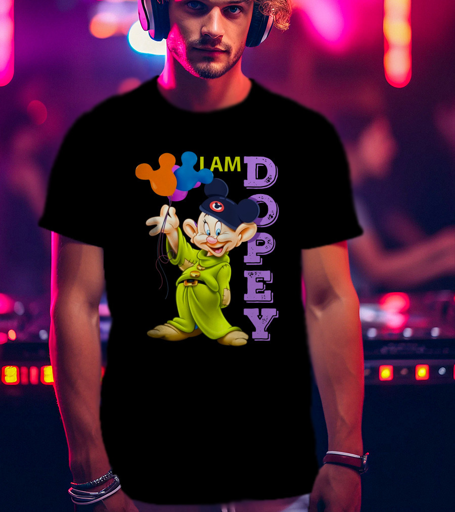 I Am Dopey Disney Character With Mickey Ears And Balloons T-Shirt