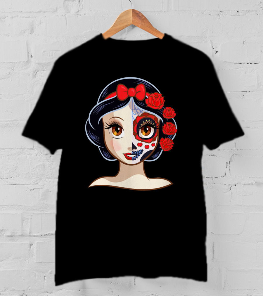 Snow White Sugar Skull Roses T-Shirt