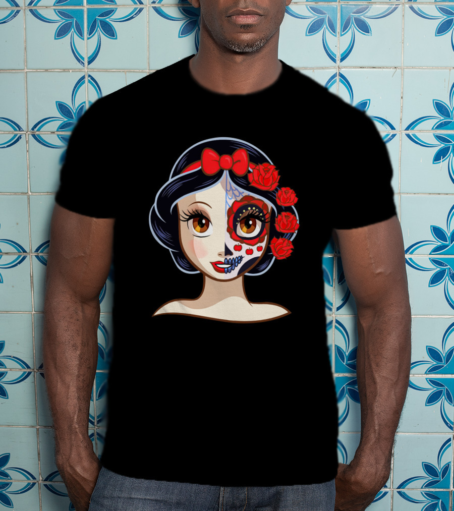 Snow White Sugar Skull Roses T-Shirt