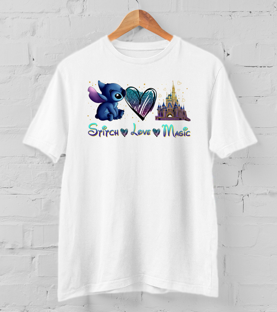 Stitch Love Magic Heart Castle Fantasy T-Shirt
