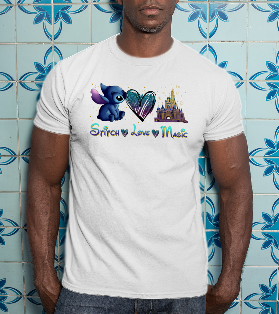 Stitch Love Magic Heart Castle Fantasy T-Shirt