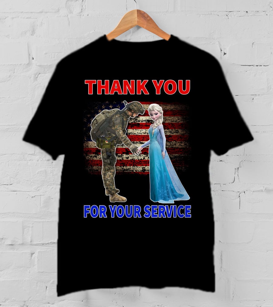 Thank You For Your Service Elsa Soldier American Flag T-Shirt