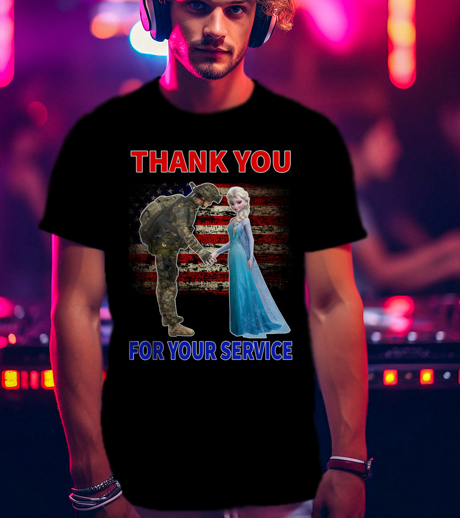 Thank You For Your Service Elsa Soldier American Flag T-Shirt