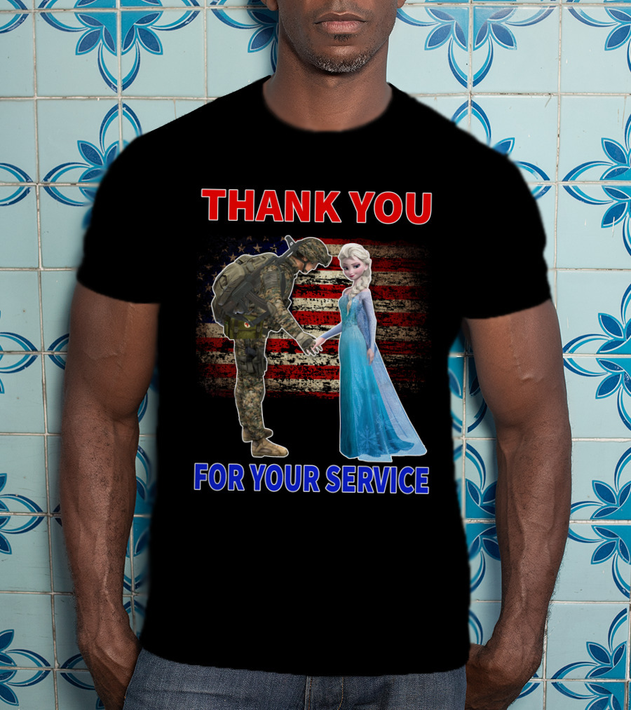 Thank You For Your Service Elsa Soldier American Flag T-Shirt