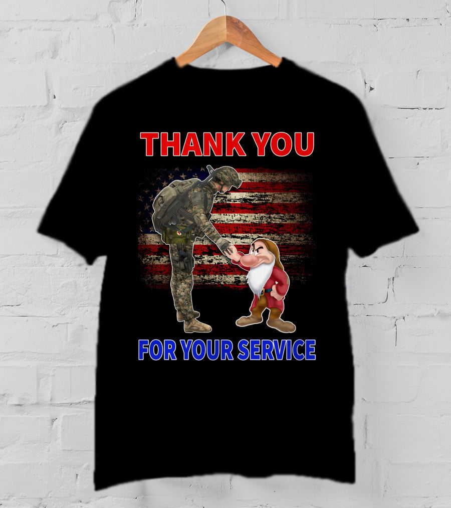 THANK YOU FOR YOUR SERVICE Grumpy Soldier And Patriotic Flag T-Shirt